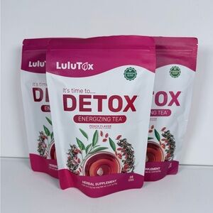LuluTox Detox Energizing Tea 3 Bags Peach Flavor, 84 Servings Exp Oct 2028